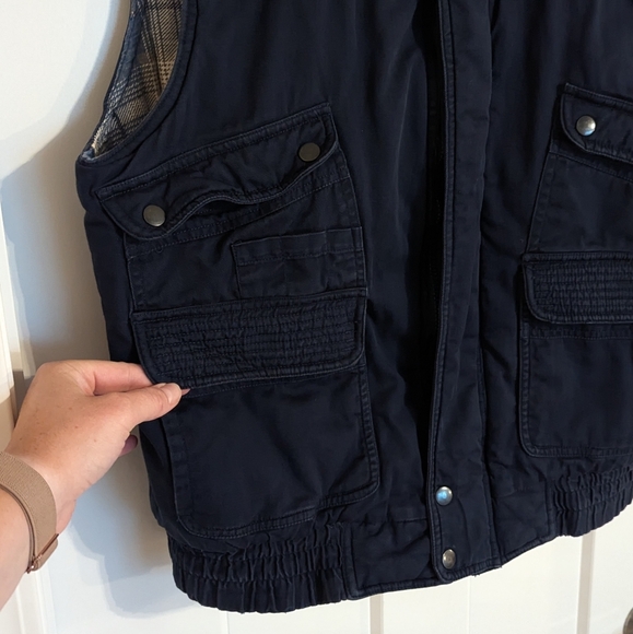 Vintage Rugged Work Wear Navy Canvas Vest sz M - Picture 3 of 6
